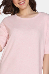 Zivame 2 Mile Fashion Knit Cotton Loungewear Dress - Pink Dogwood — thumbnail 7